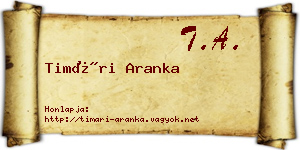 Timári Aranka névjegykártya
